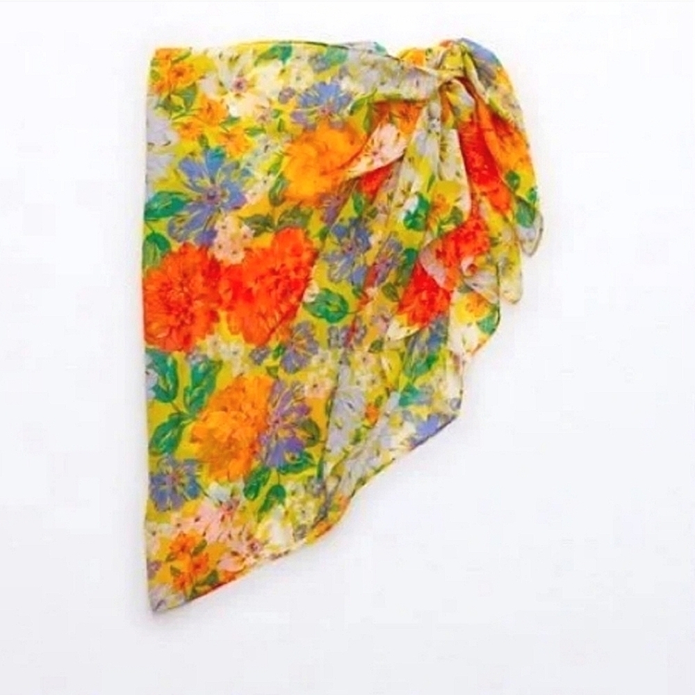 NWT! Aerie Floral Sarong, Yellow/Orange/Multi, ONE SIZE ( Multi Style) -$25 - Picture 2 of 5